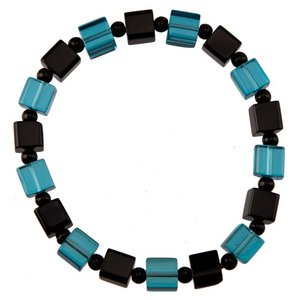 Bracelet glass, cube, blue-black
