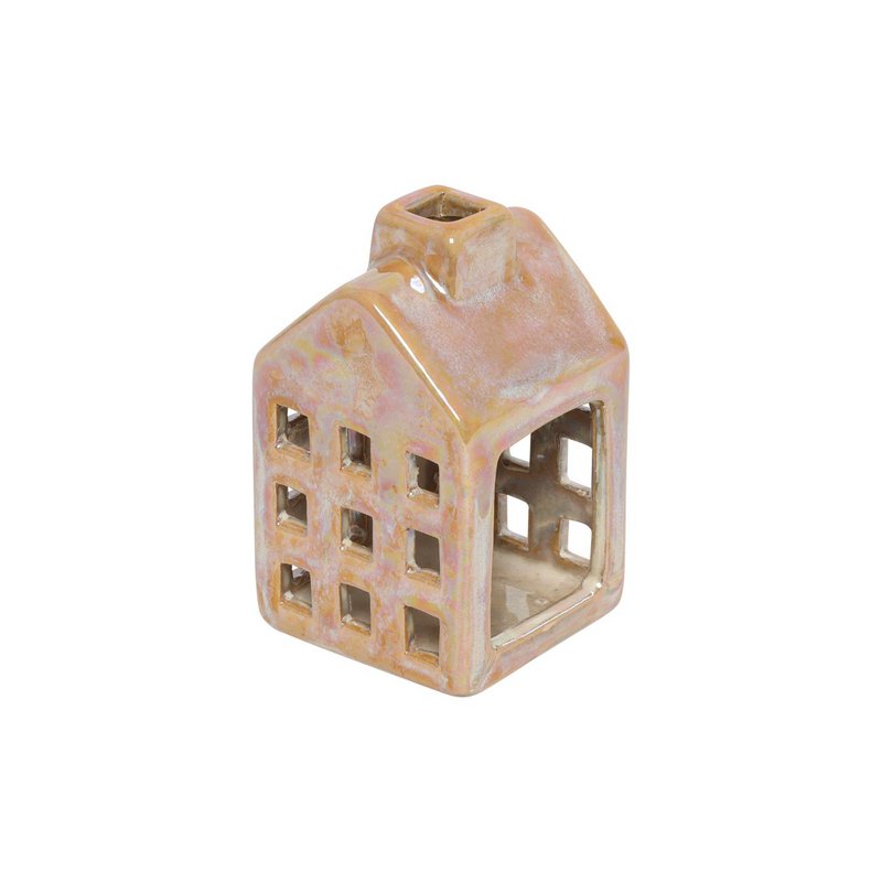 Teelichthaus gelb 6x6x10 cm