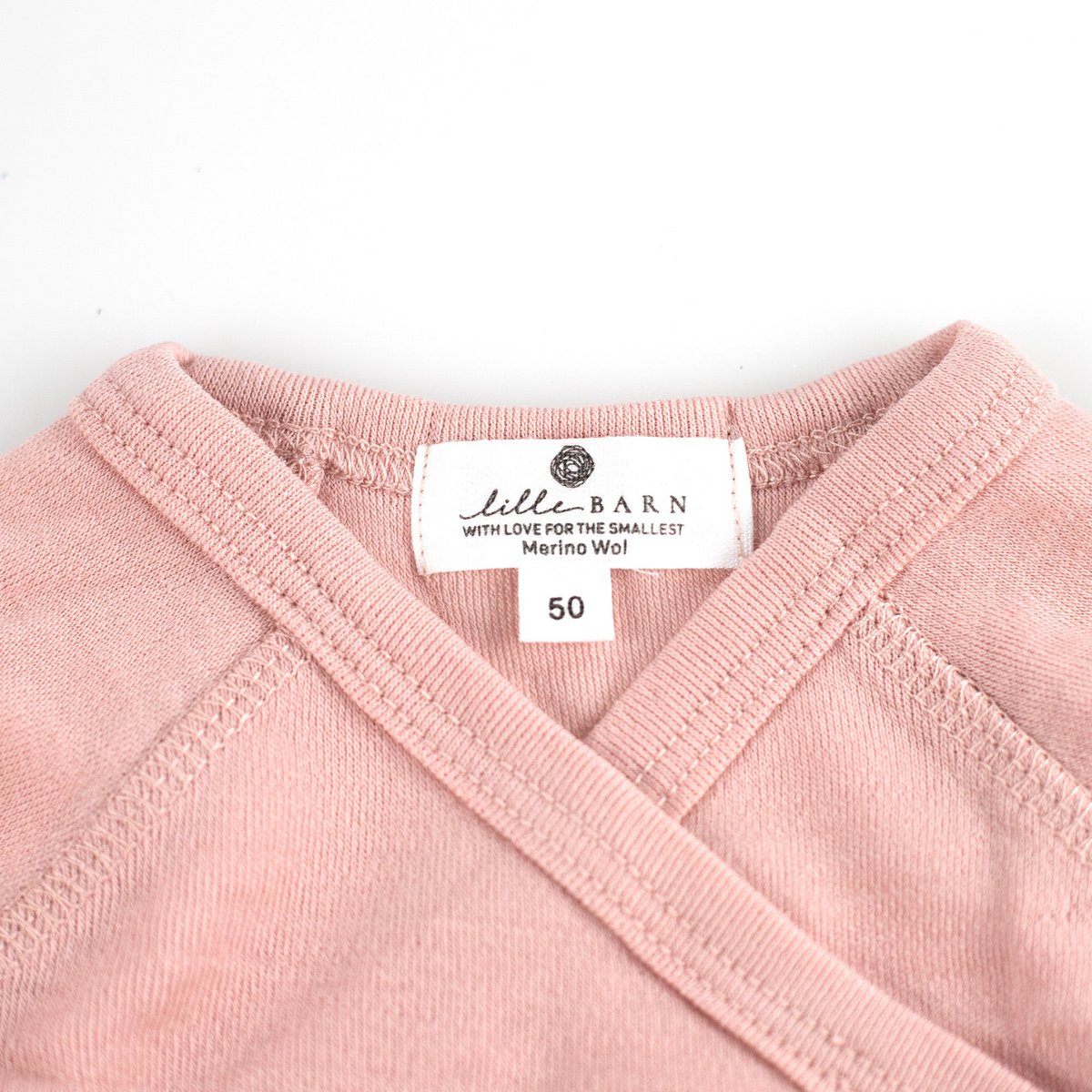 Langarm-Wickelspielanzug aus Wolle – Merinowolle – Misty Rose