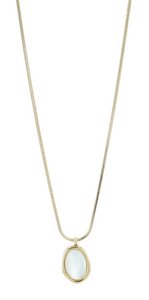 "Lilya" Edelstahlkette mit Anhänger (Perlmutt), 40 + 5 cm, goldfarben