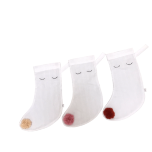 Pompon Christmas stocking reindeer 30x22cm 3ass