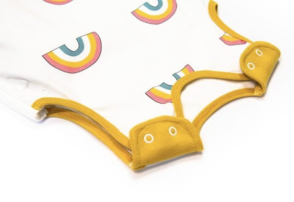 Babasac multi tog babyslaapzak Rainbow Mustard trim
