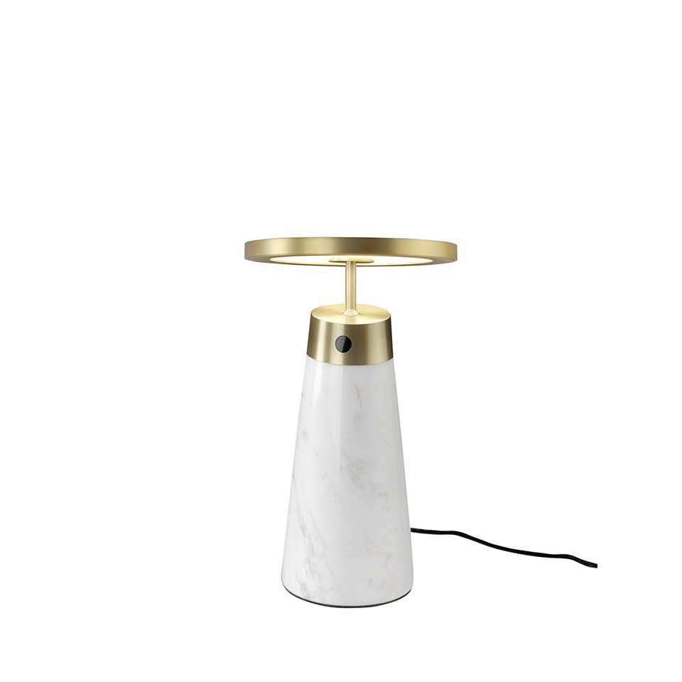 Tischlampe aus Calacatta-Marmor und vergoldetem poliertem Stahl