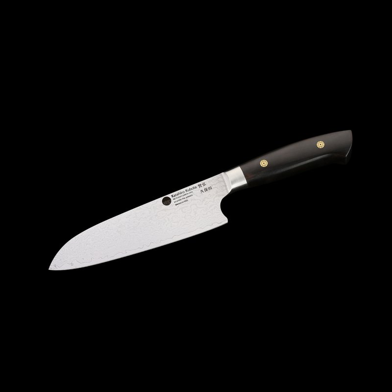 KATAHIRO KUBOTA Sense 7 inch Santokumesser aus Damast und Ebenholzgriff