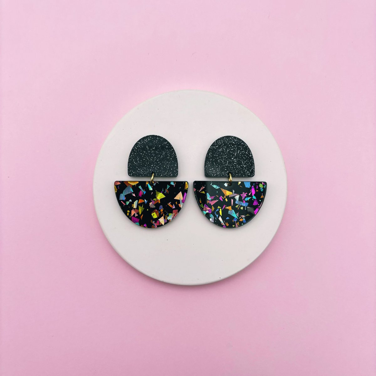 Pendientes Odette - Negro / Terrazo Glitter
