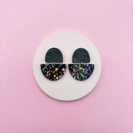 Odette Øreringe - Sort / Terrazzo Glitter
