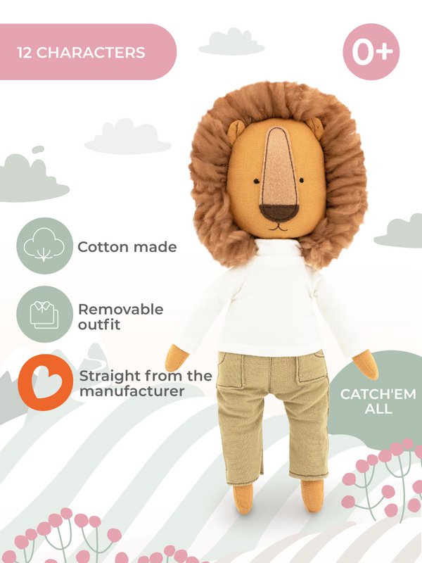 Cotton Plush Toy, Cotti Motti, Simon the Lion (30 cm)