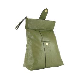 RB1021E | Soft women's backpack in genuine leather Made in Italy with adjustable shoulder straps. Zipper and accessories in shiny gold metal - Green color - Dimensions: 30 x 34 x 10.5 cm