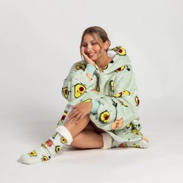 Vitapur - Hættetrøje tæppe + sokker - Avocado