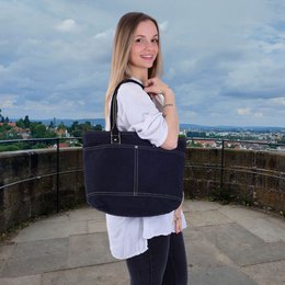 Domelo Damen gewachste Canvas Shopper. Wasserabweisende Handtasche.  Vegane Schultertasche . Einfarbig Damentasche A4 geeignet