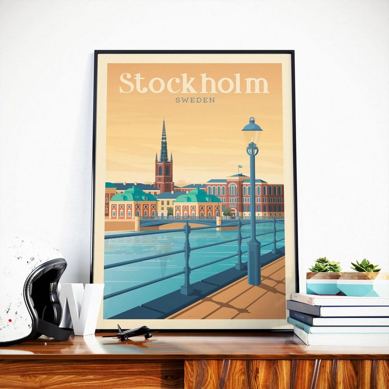 Vintage Stockholm Poster | Premium Poster Stadt Stockholm Schweden
