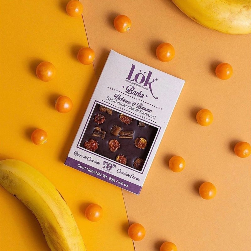 Dunkle Schokoladenbar mit Banane und Physalis | 70% Kakao | 85G