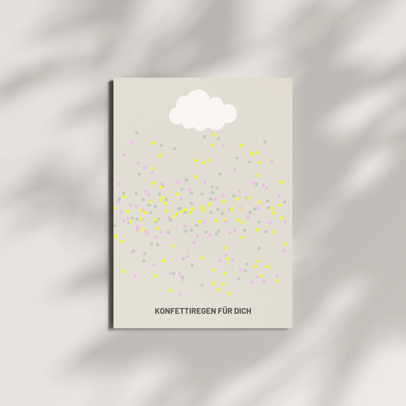 Postkort - konfetti regn for dig