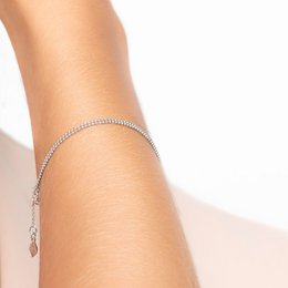 Dubbele armband met kogelketting, 14 kt witgoud
