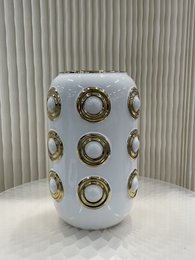 Golden 3 Circle Vase (CV11617-12-CA-205321-WIT)