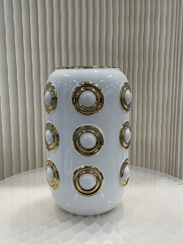 Golden 3 Circle Vase (CV11617-12-CA-205321-WIT)