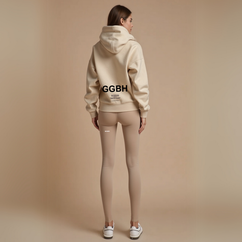 Hoodie mit Reißverschluss "GGBH" - Beige