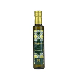 Organic extra virgin olive oil, 0.250 lt, Sicilian-Italian, Raffaele brand. Olive oil with a green bottle label featuring a traditional Italian design.