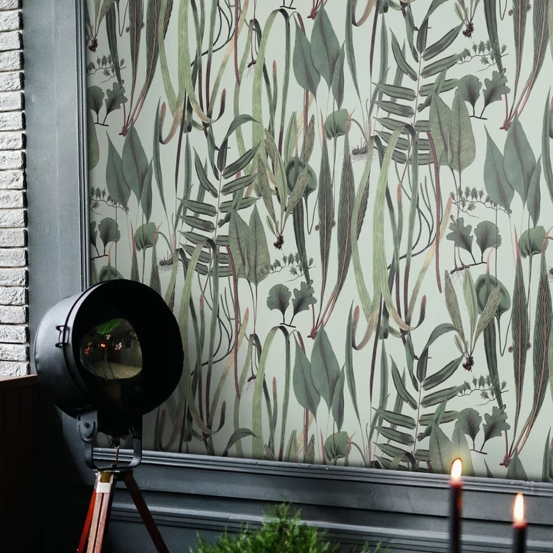 Vintage botanische kruiden behang