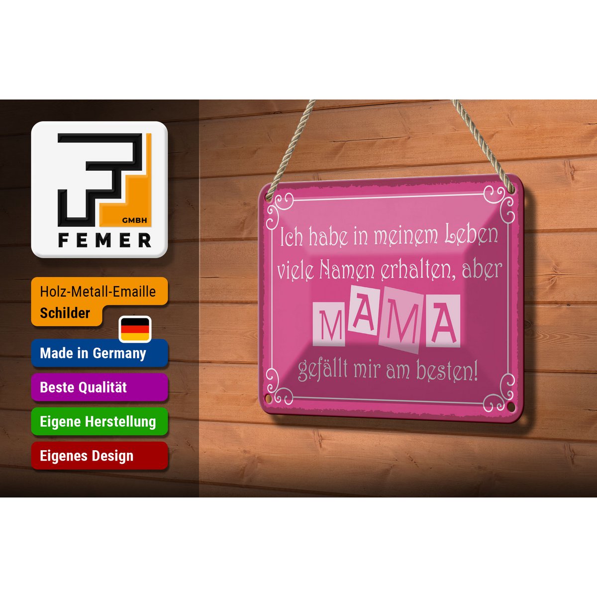Tin sign saying 18x12cm Name Mom is my favorite decoration