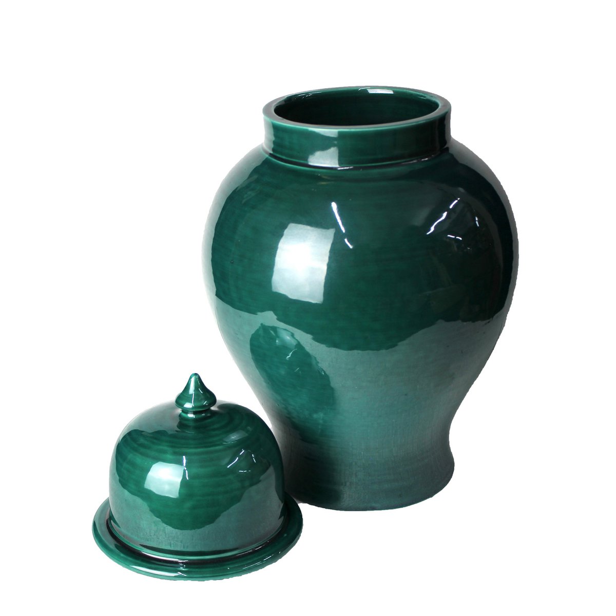 Tempel vase ceramic green 43 cm vase with lid dark green