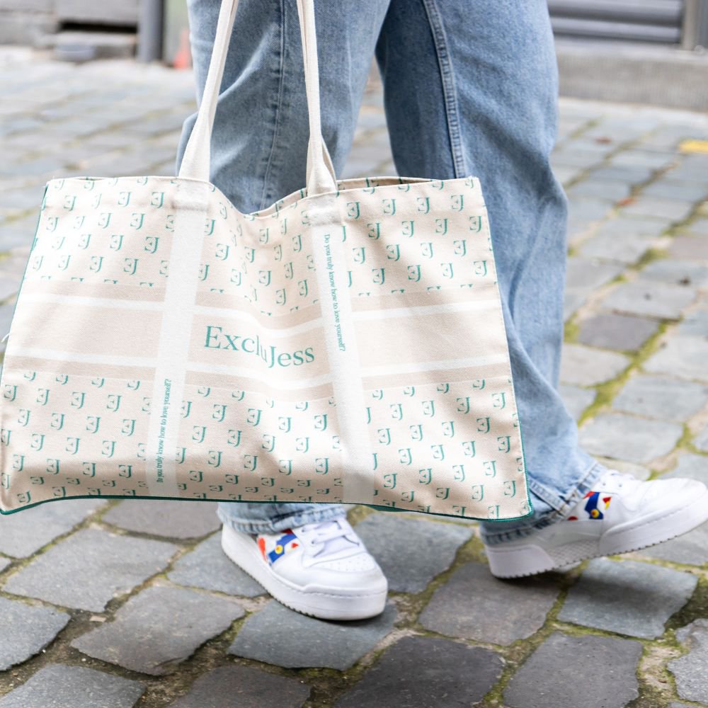 Shopping bag Exclujess - beige/green (2 sizes)