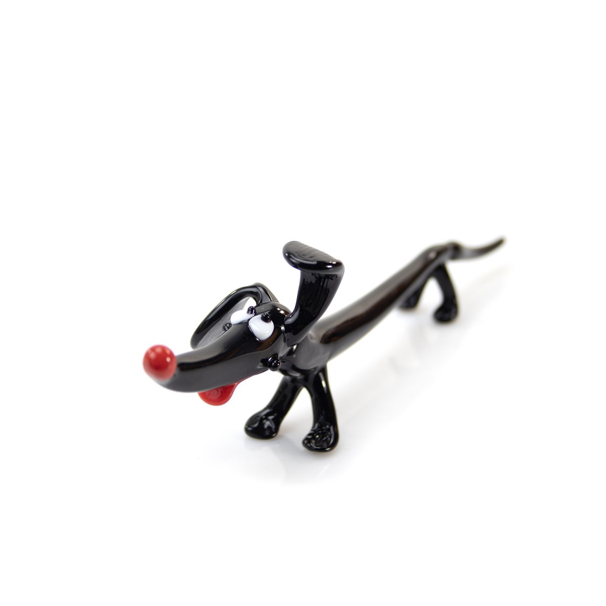 Glass dachshund - Black - length 20 cm - Handmade