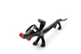 Glass dachshund - Black - length 20 cm - Handmade