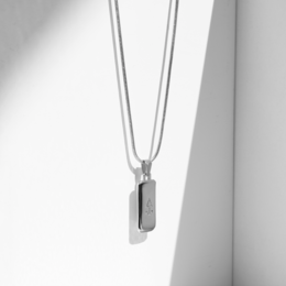 Sleek, minimalist necklace with a rectangular pendant in silver or 18K gold-plated finish. Versatile accessory for any outfit.