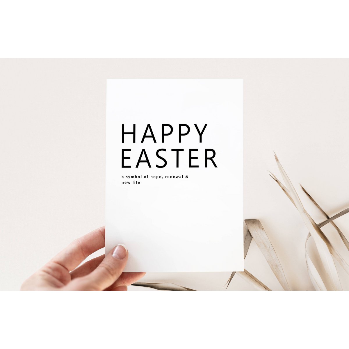 Easter card - Happy Easter - Minimalist Easter card, Black and white Easter card, A6 card