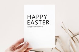 Easter card - Happy Easter - Minimalist Easter card, Black and white Easter card, A6 card
