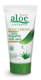 Moisturizing body cream with organic aloe vera and olive oil, providing nourishment and hydration for the skin.