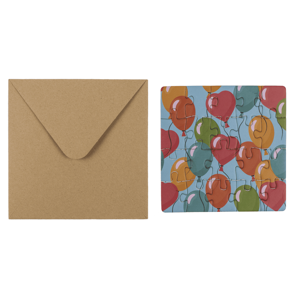 Square shaped gift card, puzzle, Birthday,