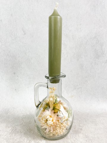 Glass bottle with candle, various. color options