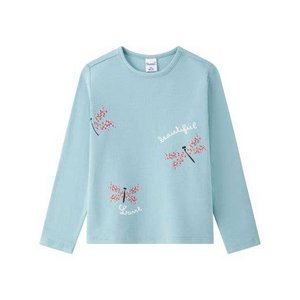 Rosafarbenes Langarm-T-Shirt mit Schmetterlingsdruck