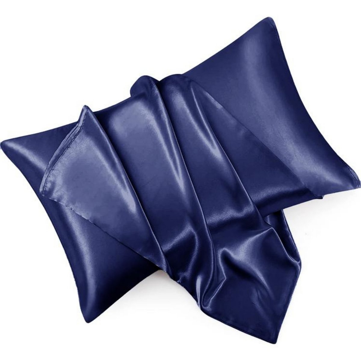 Pair of Midnight Blue Silk Effect Satin Pillowcases