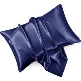 Pair of Midnight Blue Silk Effect Satin Pillowcases