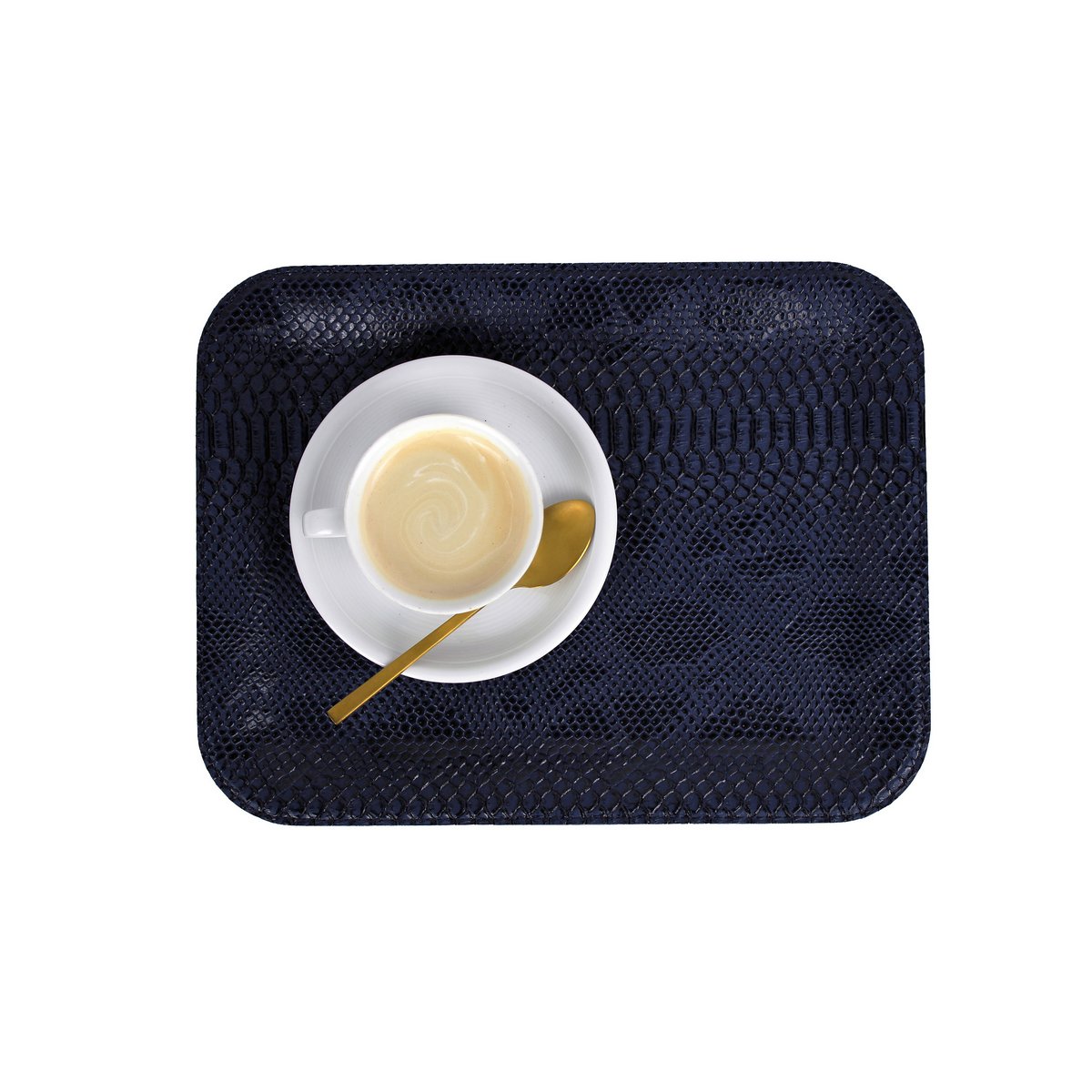 Dienblad plat klein kunstleer reptiel donkerblauw