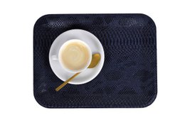 Dienblad plat klein kunstleer reptiel donkerblauw