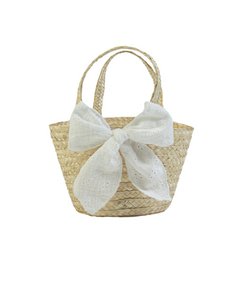 16518-O - Straw basket with bow - 100% handmade - SS 25
