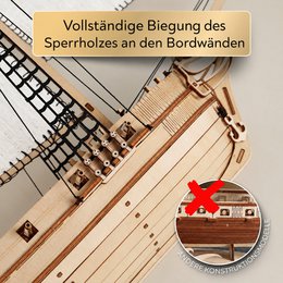 Schoner aus Holz zum Bauen Pilger – 3D-Holzpuzzle 292 Teile, Schiffsmodell mit Segeln und Takelage, Modellbausatz ab 12 Jahren