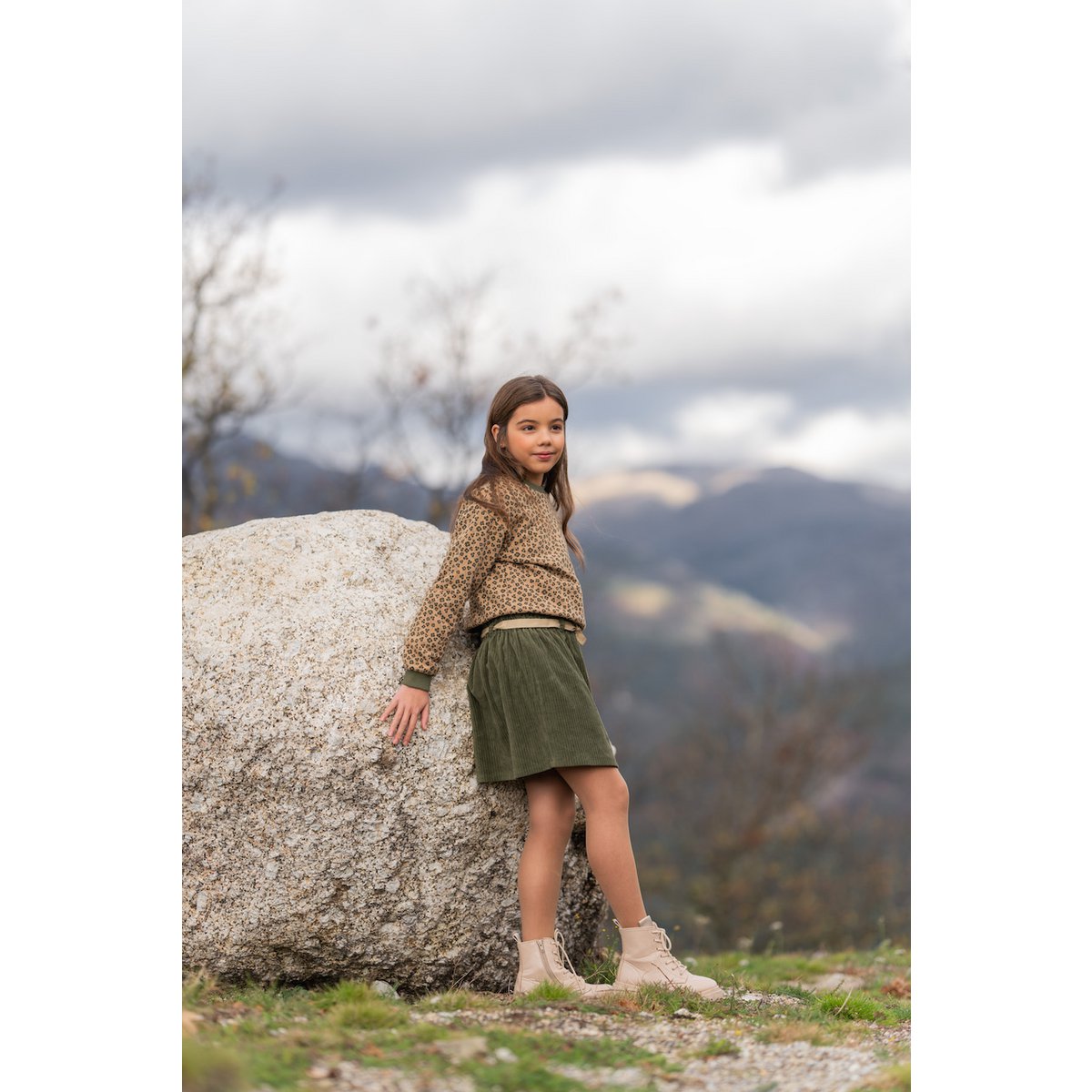 Crop Pulli Virginia Camel Print