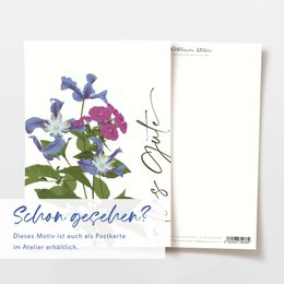 Vouwkaart 'all the best' met paarse bloemen, inclusief envelop