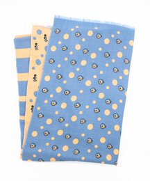Sciarpa di cotone con stampa marina in blu cielo e beige