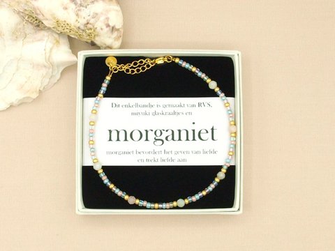 Enkelbandje morganiet, zilver of goud rvs