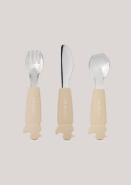 Set di posate in acciaio inossidabile in silicone - Beige ostrica