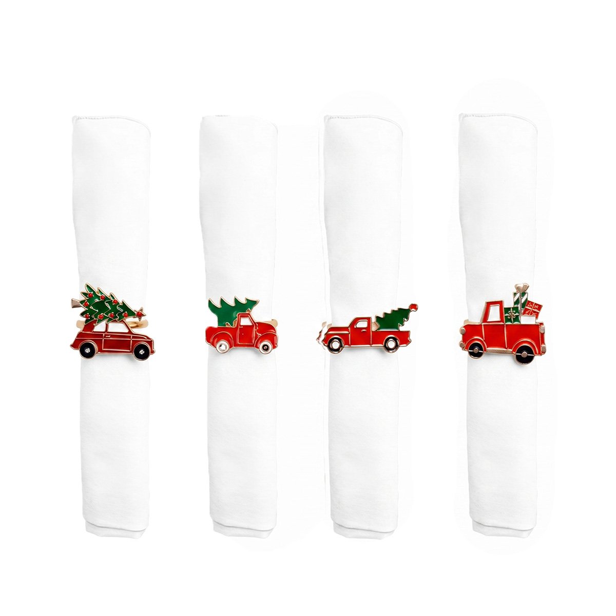 Set von 4 Runden Weihnachtshandtücher