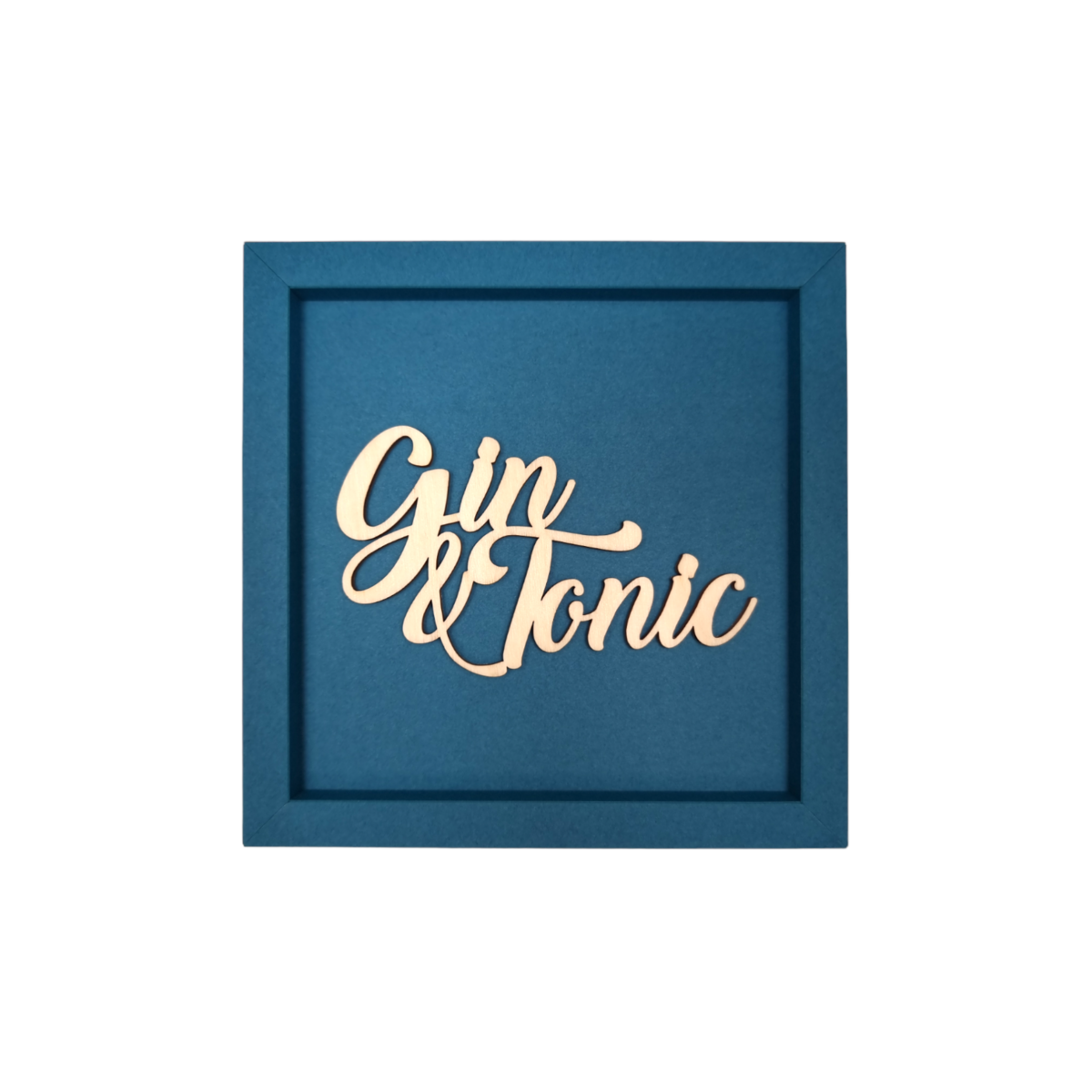 GIN & TONIC frame card wooden lettering