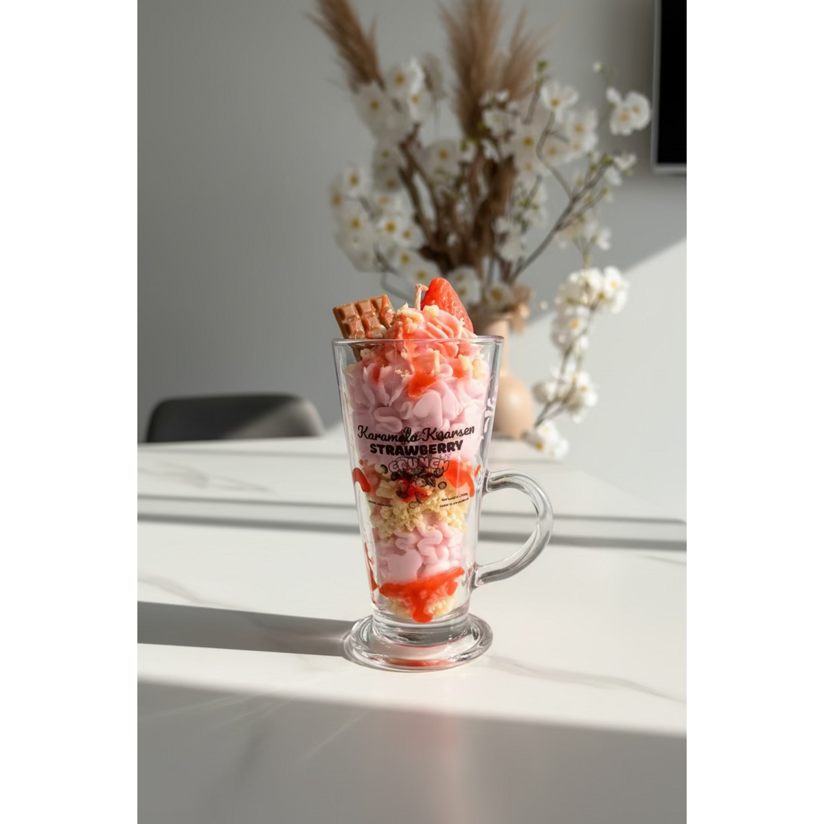 Strawb Crunch – Vela de postre de lujo hecha a mano