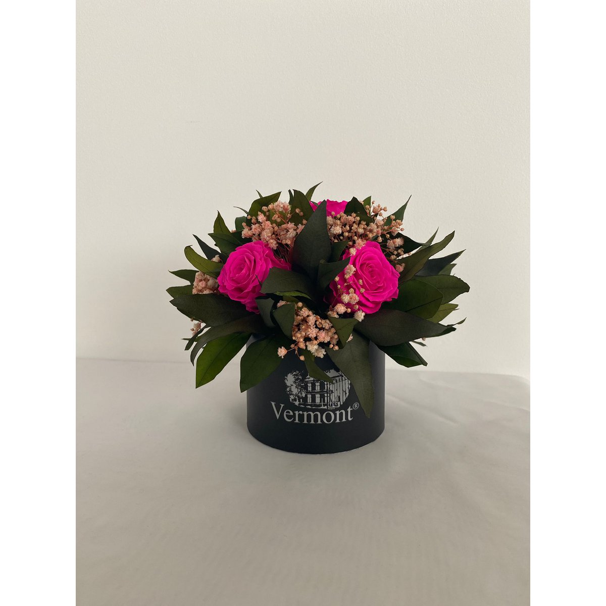 Geconserveerde Bloemen Rond Doosje Frida Felroze Ø16 H14.5 cm Exemplaar